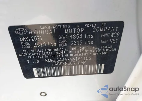 2021 Hyundai Sonata Sel из США, поврежденный, VIN KMHL64JAXMA161106